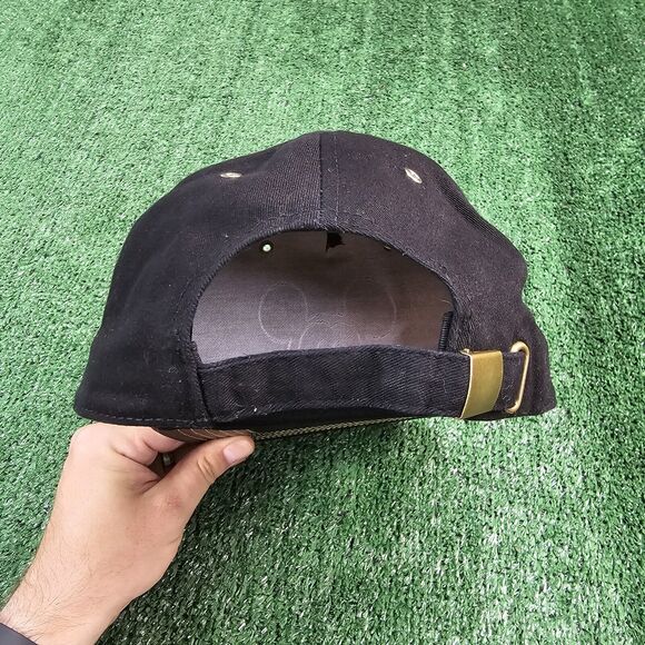 Disney Parks Black Hat Baseball Cap Gold Mickey Mouse 28 Millennial Faux Leather - Picture 8 of 10